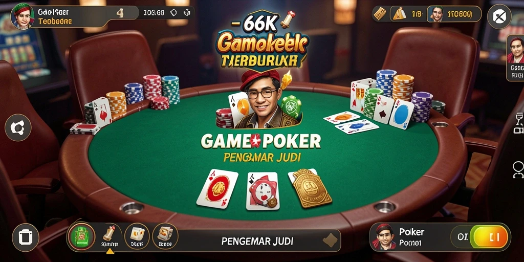 Screenshot gameplay Poker menunjukkan pemain berkompetisi secara intens.