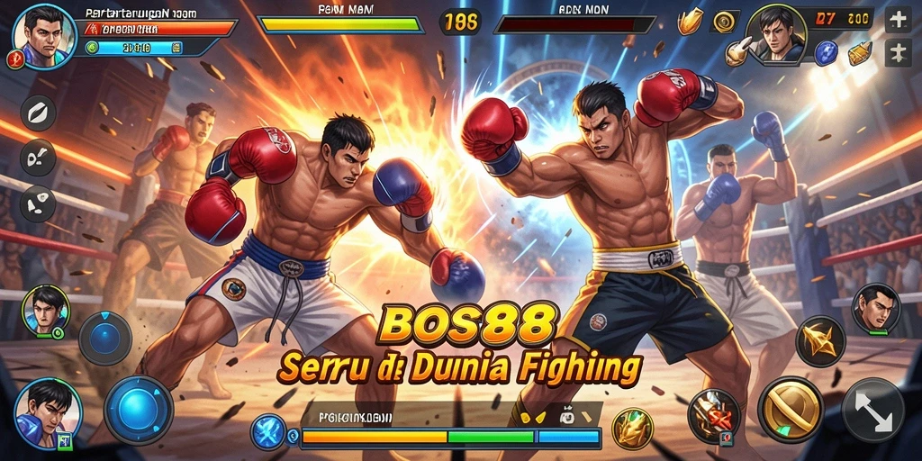 Screenshot gameplay BOS88 yang menampilkan aksi pertarungan yang intens.