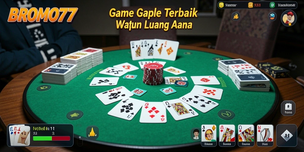Tampilan gameplay seru dalam BROMO77 saat bermain Gaple.