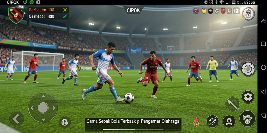 Tangkapan layar <strong>CIPOK</strong> menampilkan aksi dinamis dalam permainan sepak bola.