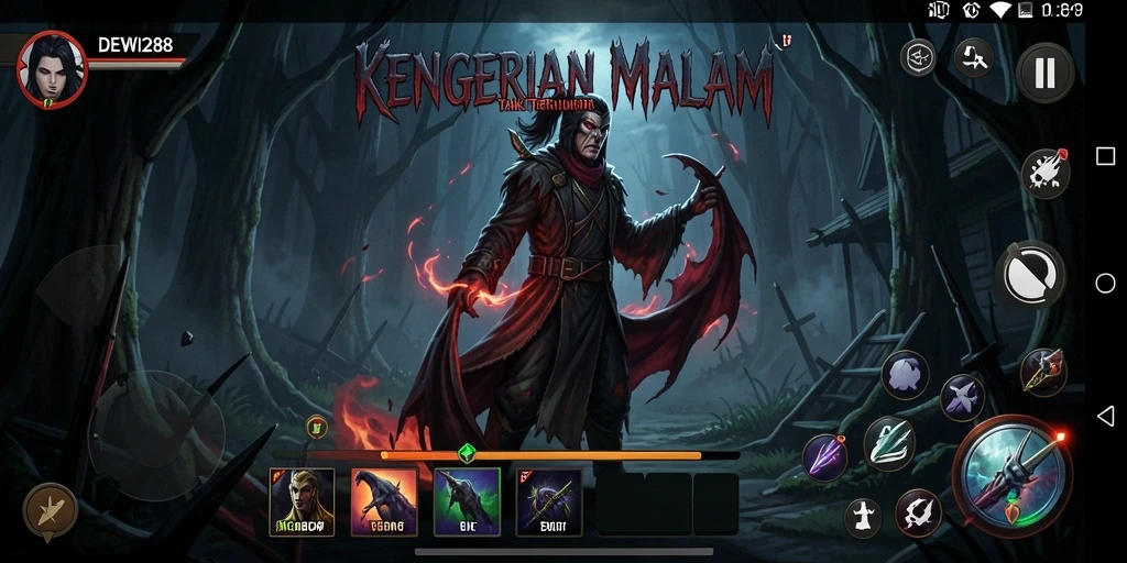 Screenshot menegangkan dari gameplay DEWI288 yang penuh kengerian.