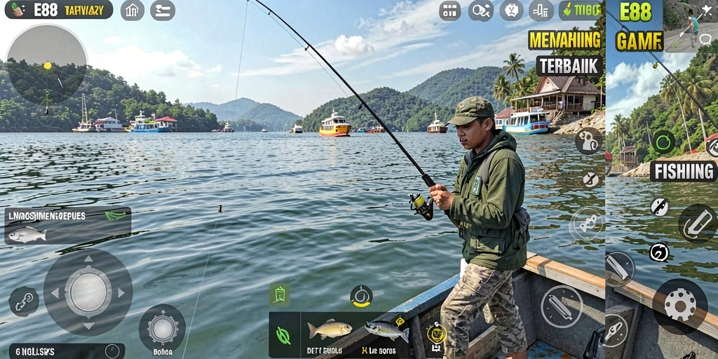 Screenshot E88 menunjukkan aksi memancing yang seru dan grafis yang menawan.