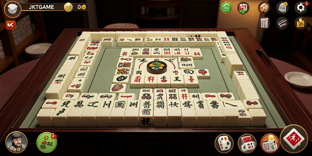 Screenshot gameplay JKTGAME menampilkan tantangan menarik di papan Mahjong.