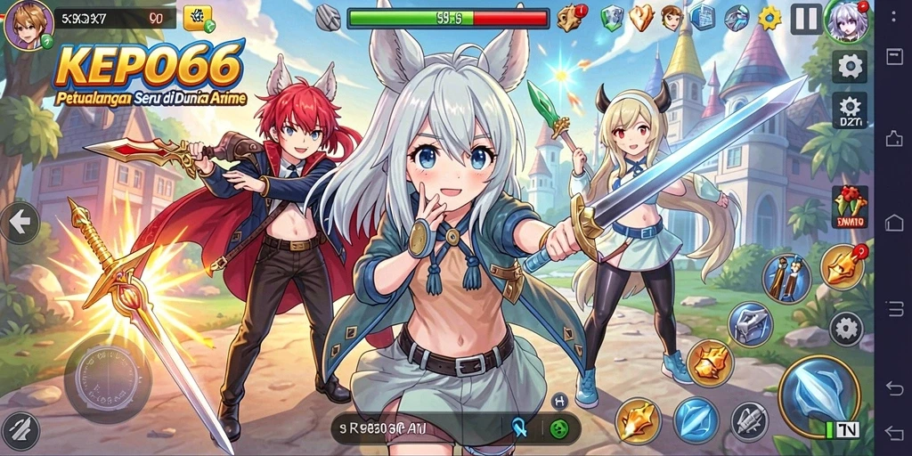 Tangkapan layar gameplay KEPO66 menampilkan karakter anime dalam misi seru.