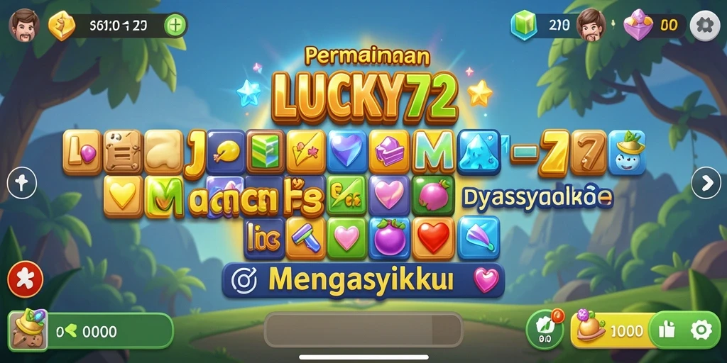 Tampilan gameplay seru di LUCKY72 dengan tantangan Match-3.