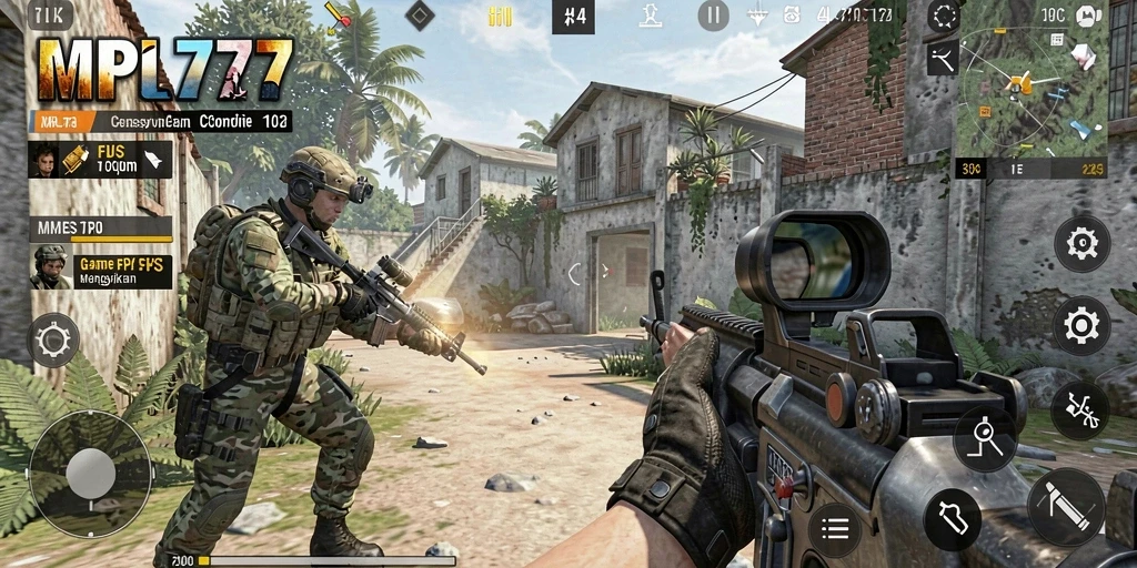 Tangkapan layar gameplay MPL777 dengan aksi tembak-menembak yang intens.