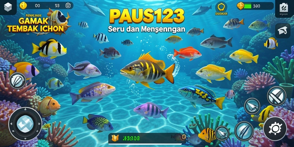 Tampilan gameplay PAUS123 yang mendebarkan saat menembak ikan.