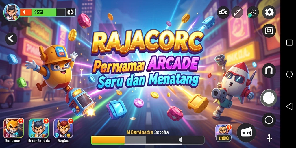 Tangkapan layar utama RAJACORC menampilkan aksi gameplay arcade yang mendebarkan.