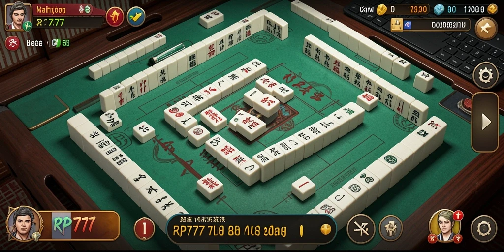 Tampilan gameplay seru dari RP777 yang penuh strategi Mahjong.