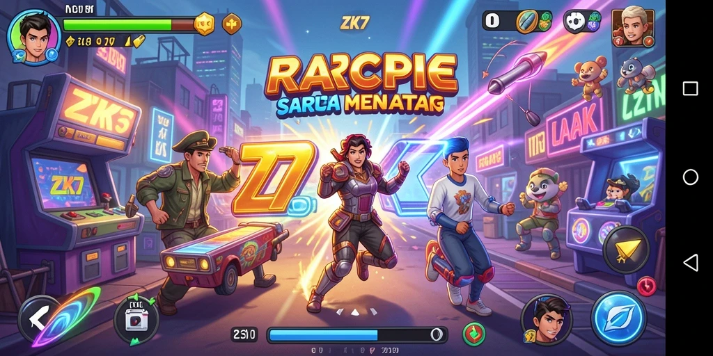 Tampilan gameplay ZK7 menampilkan aksi seru dalam permainan Arcade.